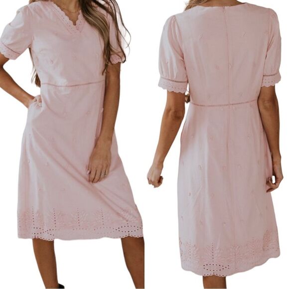 Roolee The Lucy Lace Dress in Misty Rose - Picture 1 of 8